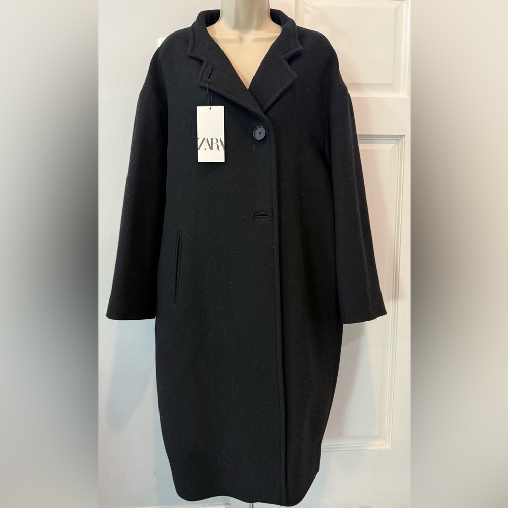 Zara Black Women Wool Coat